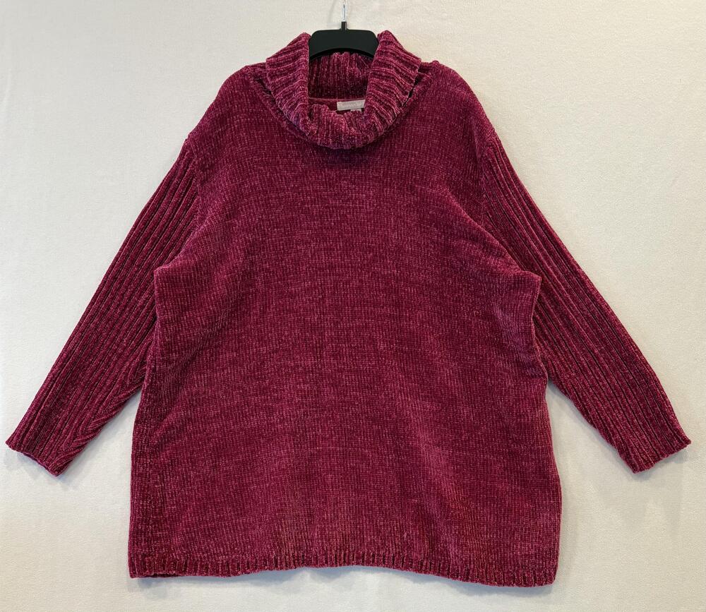 Woman Within Sweater Womens 1X Pink Chenille Cowl Neck Pullover Long Sleeve